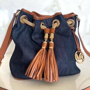 Michael Kors Marina Denim and Leather Bucket Bag